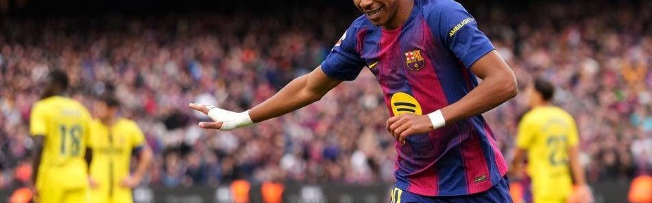 亚马尔帽子戏法造2大神迹，巴萨4-1黄潜，西甲主场13连胜宣战马竞